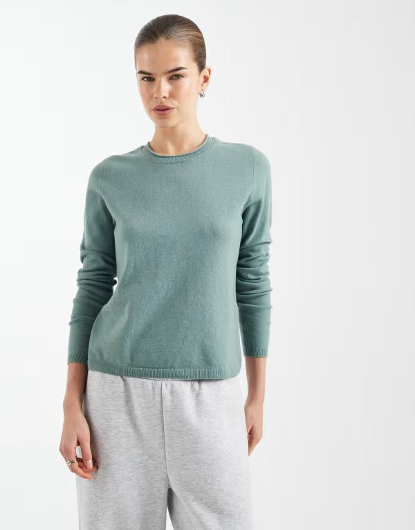 オンリー レディース アウター ニット・セーター ONLY round necknitop in light Chinois green グリーン｜ReVida 店