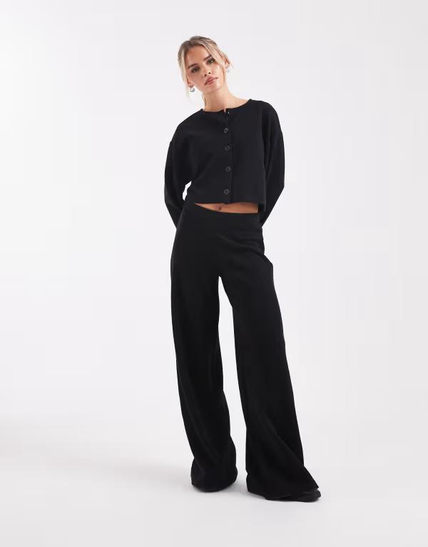 ミスセルフフリッジ レディース ボトムス 心地好いズボン下 Misselfridge soft rib pants Black 黒いこと
