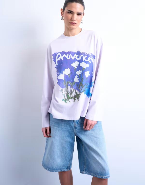 とっ始め販売店 レディース トップス プルオーバー グラフィック Topshop graphic Provence skater tee インチ lilac 紫はしどい
