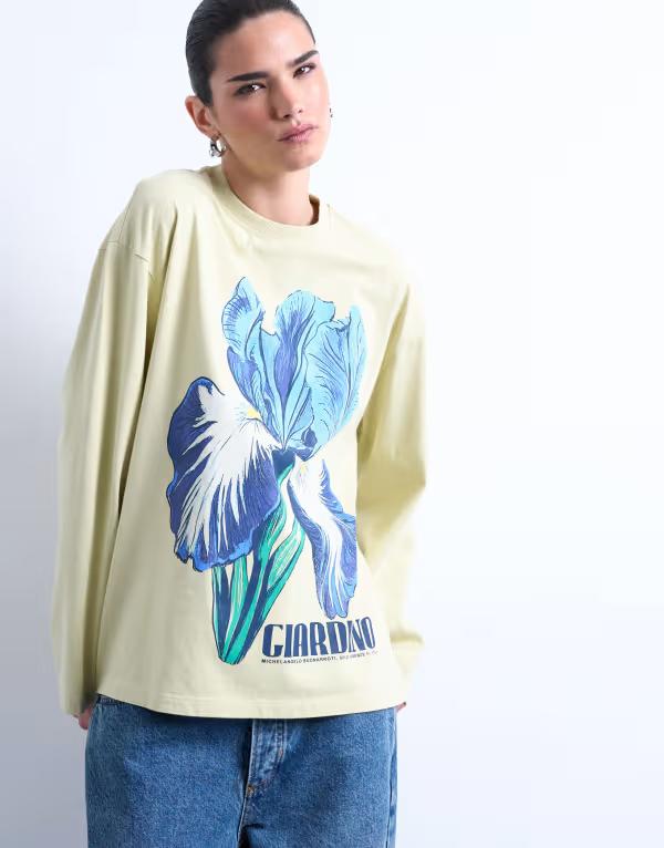 とっ始め販売店 レディース トップス プルオーバー グラフィック Topshop graphic Giardino Iriskater tee LIGHT GREEN 緑であること