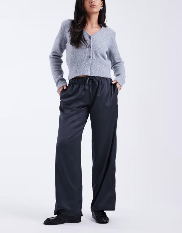コットンオン レディース ボトムス カジュアルパンツ サテン Cotton satin style pull-on pants Black ブラック|ReVida 店