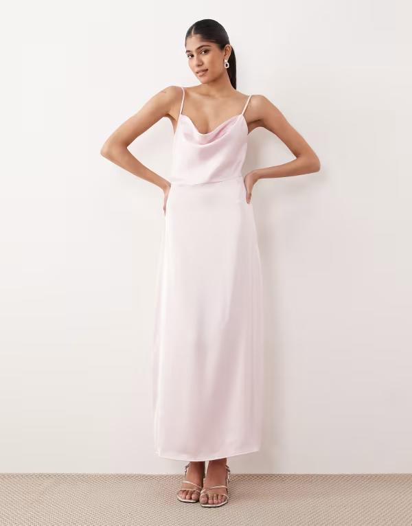 ヴィラ レディース トップス ワンピース サテン マキシ VILA satin cowl neck cami maxi dress in cherry blossom Cherry Blossom