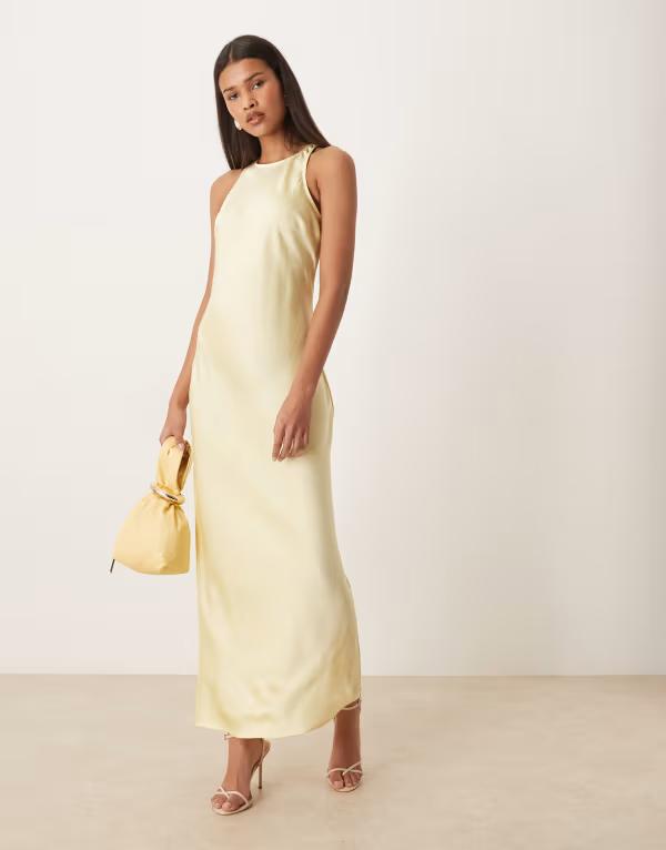 離宮 レディース トップス 衣装 繻子 マキシ VILA racer satin maxi dress インチ pastel yellow Pastel Yellow 黄色