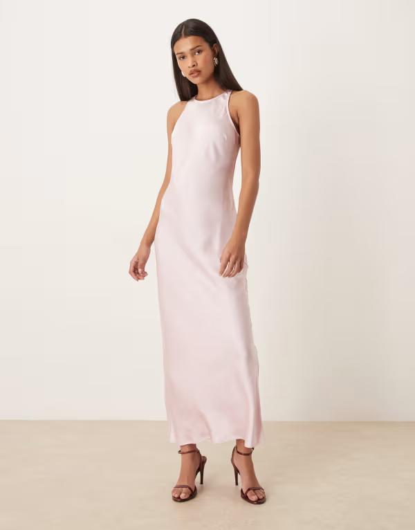 離宮 レディース トップス 衣装 繻子 マキシ VILA racer satin maxi dress インチ cherry blossom Cherry Blossom