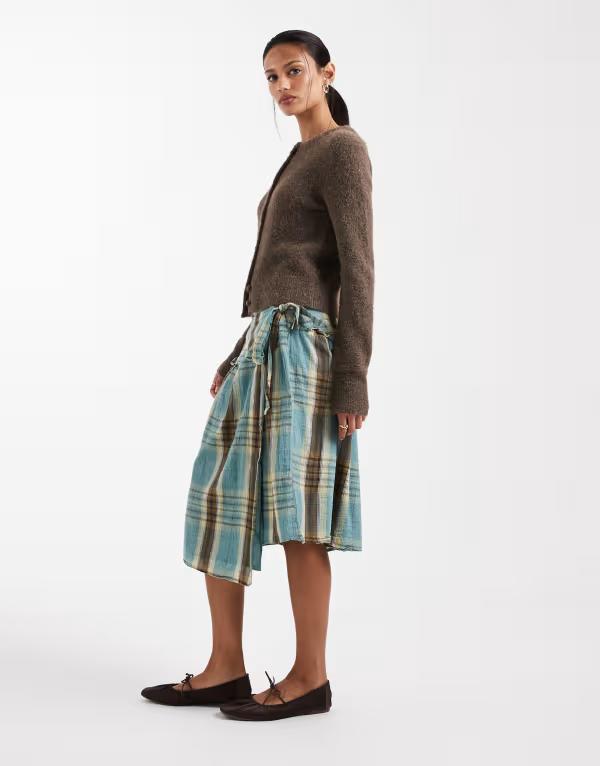 コットンオン レディース ボトムスカート ミディ Cotton gracie wrap midi skirt in multi freddie plaid Multi マルチカラー｜ReVida 店