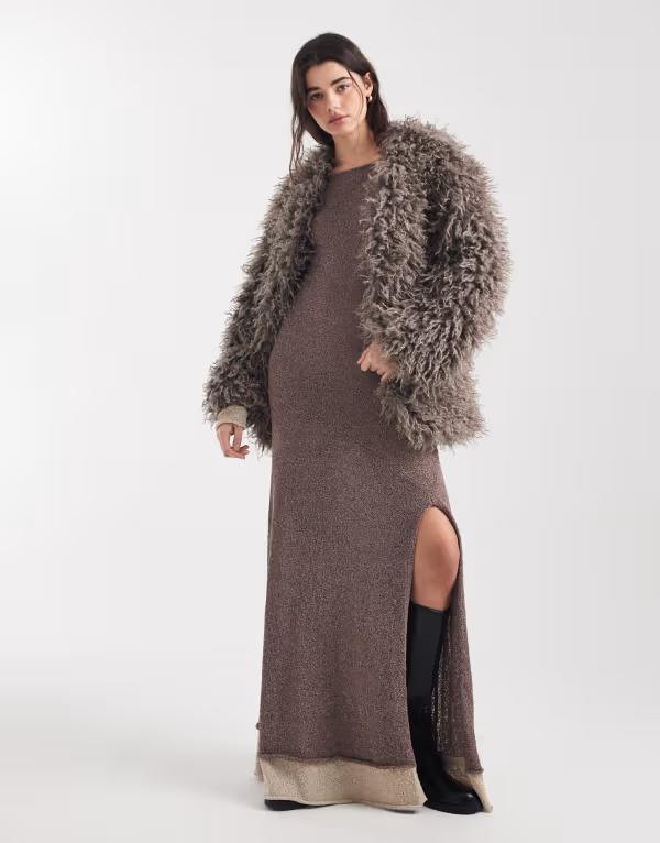 デイジーストリート レディース トップス ワンピース ニット マキシ Daisy Street mock double layer true knit maxi dress in dusty mauve Dusty mauve