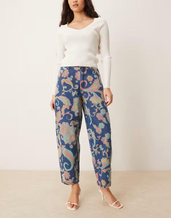 ネバーフリードレスド レディース ボトムス デニムパンツ プリント ジーンズ Never Fully Dressed printed barreleg jeans paisley - part of a set BLUE ブルー