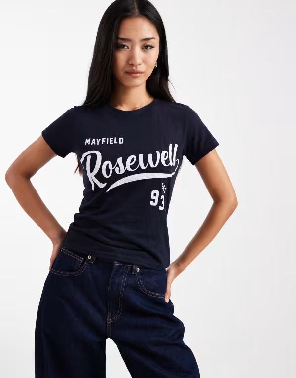 コットンオン レディース トップス Tシャツ グラフィック Cotton Foxridge graphic tee in total eclipse Total eclipse|ReVida 店
