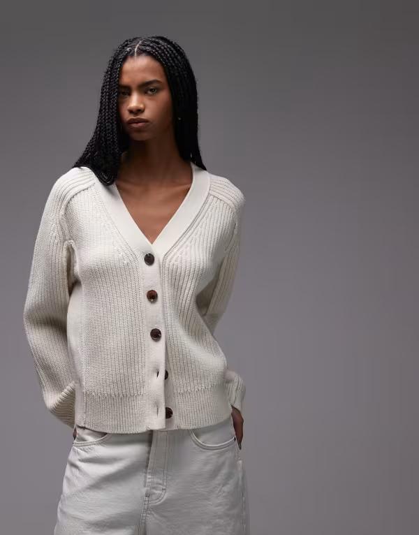 アンドアザーストーリーズ レディース アウター ジレー 肋筋 羊毛 \u0026 Other Stories pure wool ribbed cardigan Brown 赤銅色