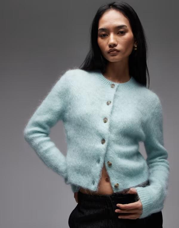 アンドアザーストーリーズ レディース アウター ジレー 羊毛 \u0026 Other Stories mohair and wool mix cardigan インチ turquoise Blue 青み
