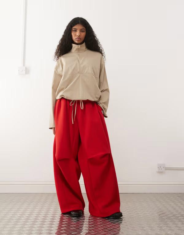 コルージョン レディース ボトムス カジュアルパンツ スウェットパンツ COLLUSION XL baggy sweatpants RED レッド｜ReVida 店