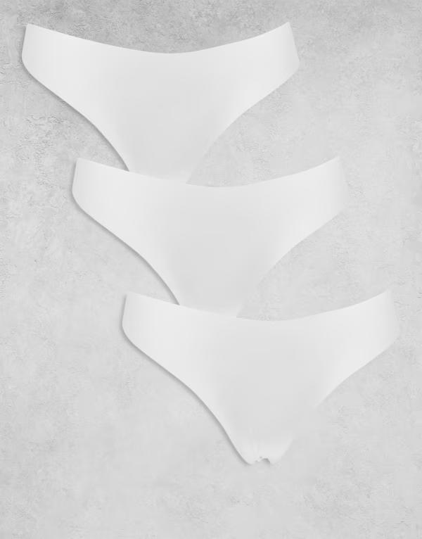 ピーシーズ レディース アンダーウェア ブリーフパンツ Pieces 3 pack seamless thongs WHITE ホワイト