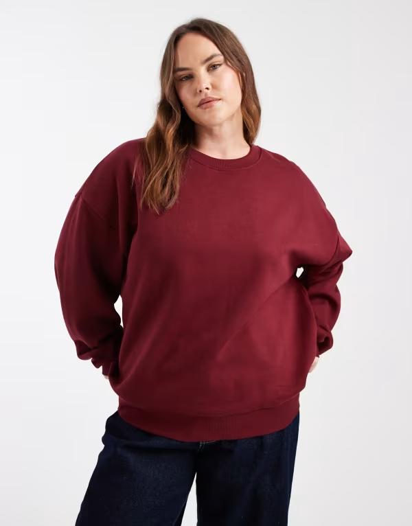 エイソス レディース アウター パーカー・スウェット シャツ ASOS Curve ASOS DESIGN Curve ultimate oversized brushback sweatshirt Burgundy バーガンディ