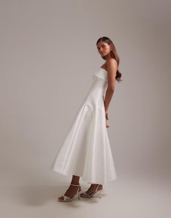 エイソス レディース トップス ワンピース ASOS DESIGN bandeau structured wedding dress Ivory アイボリー