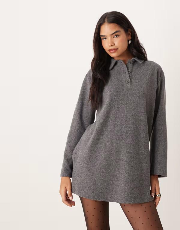 エイソス レディース トップス ワンピース ASOS DESIGN super soft rugby dress in charcoal チャコール