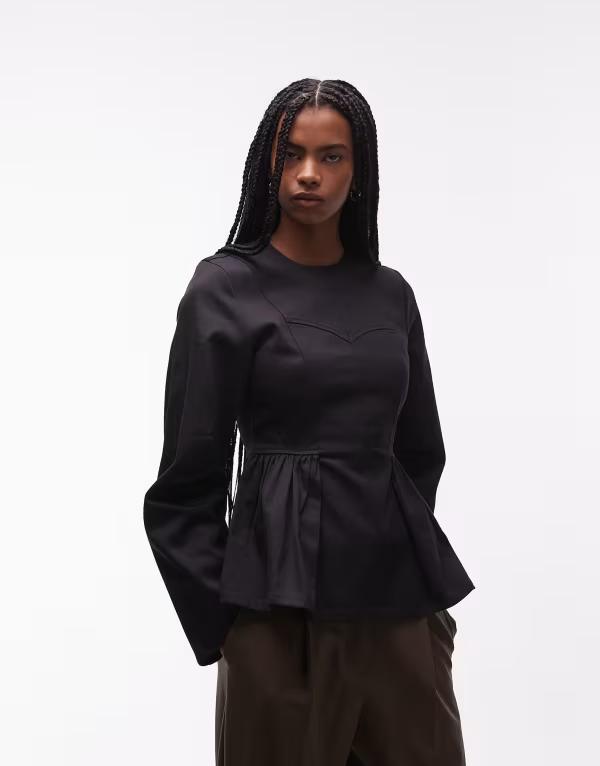 アンドアザーストーリーズ レディース トップス シャツ & Other Stories long sleeve peplum top Black ブラック|ReVida 店