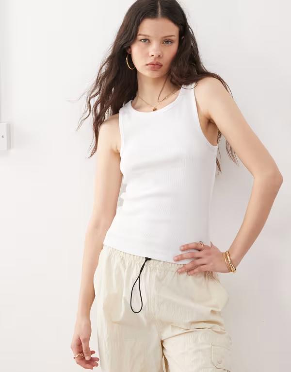 ノイジーメイ レディース トップス タンクトップ Noisy May tank top Bright White ホワイト