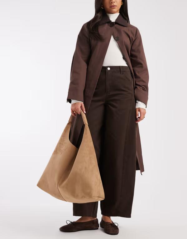 エイソス レディース バッグ スエード ASOS DESIGN faux suede scoop tote in cookie Biscuit