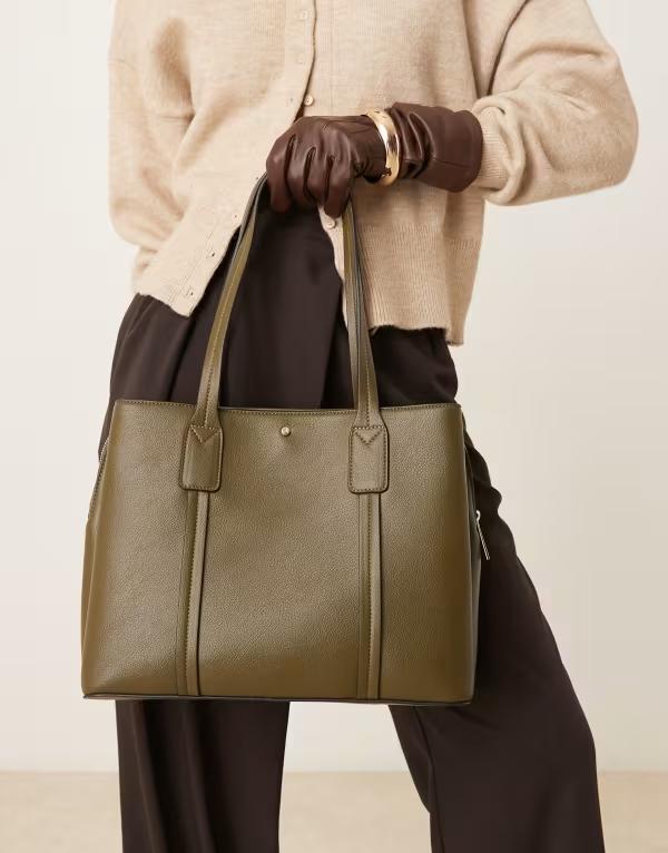 アクセサライズ レディース バッグ Accessorize webbing strap shoulder bag in olive MID GREEN グリーン 15,680円