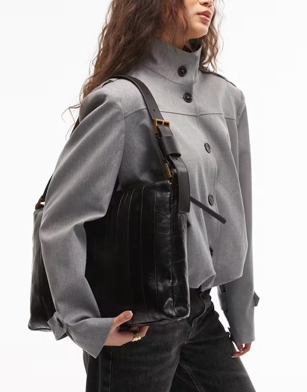 オールセインツ レディース バッグ AllSaints edbury panel shoulder bag black ブラック