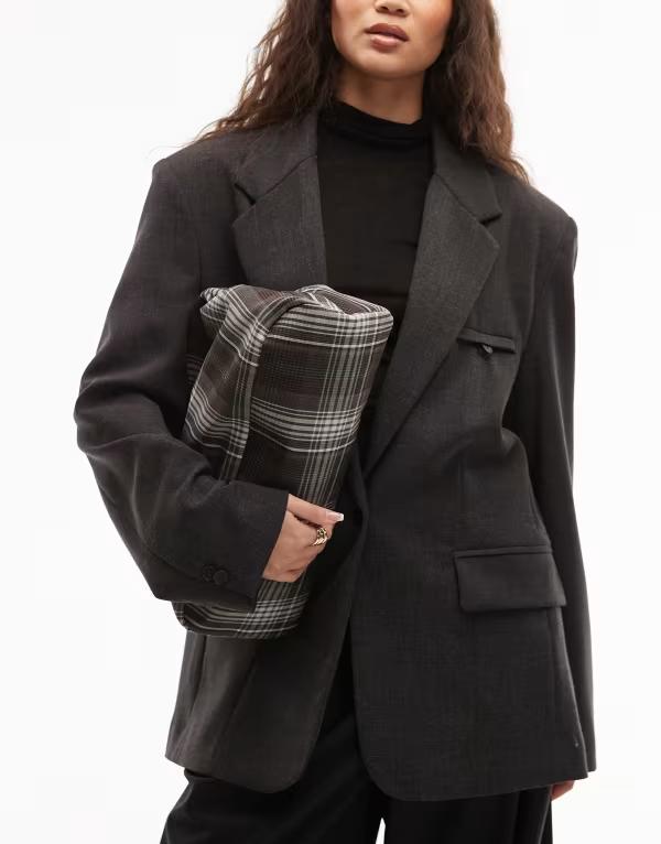エイソス レディース バッグ ASOS DESIGN oversized clutch plaid Multi マルチカラー