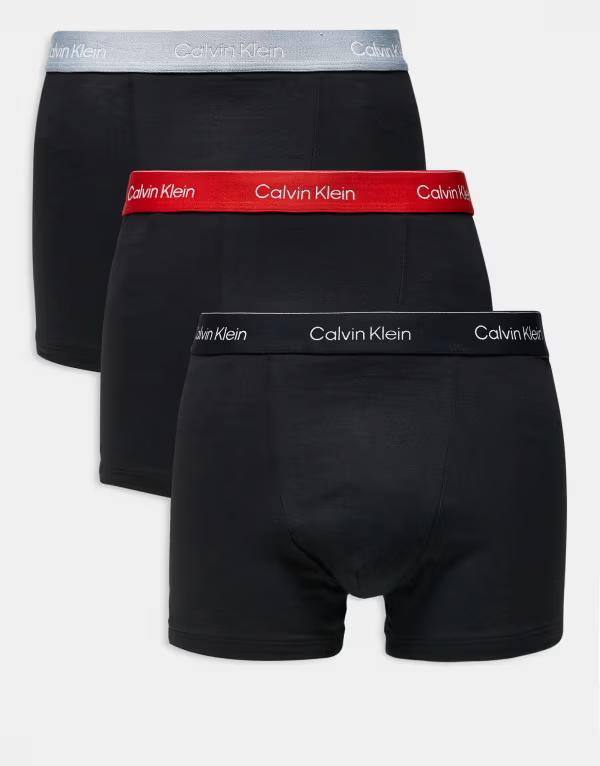 カルバンクライン メンズ アンダーウェア トランクス コットン Calvin Klein Icon Cotton Stretch 3 pack relaxed boxer briefs with black/gray/red waistbands Multi マルチカラー 11,146円