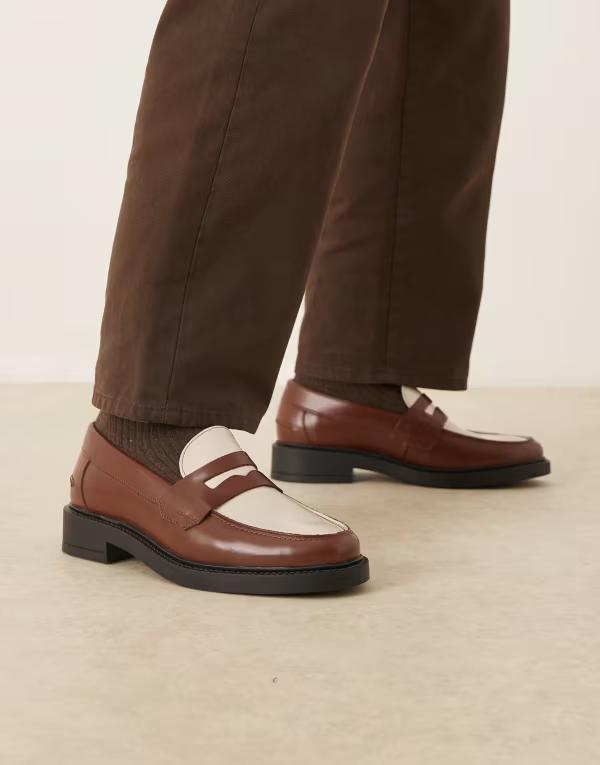 ノーク メンズ シューズ スリッポン・ローファー レザー NOAK made in Portugal penny loafers in tand cream leather TAN POLIDO AND CREAM クリーム