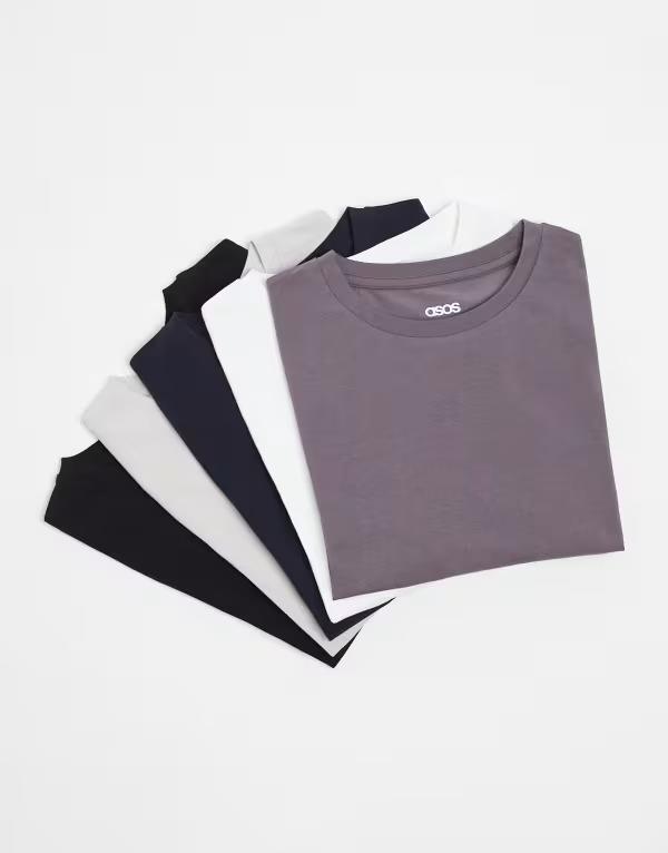 エイソス メンズ トップス Tシャツ ASOS DESIGN essentials 5 pack muscle fit-shirts in multi マルチカラー 15,385円