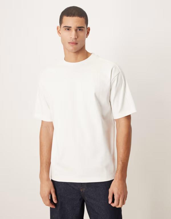 エイソス メンズ トップス Tシャツ ASOS DESIGN premium interlock relaxed t-shirt WHITE ホワイト