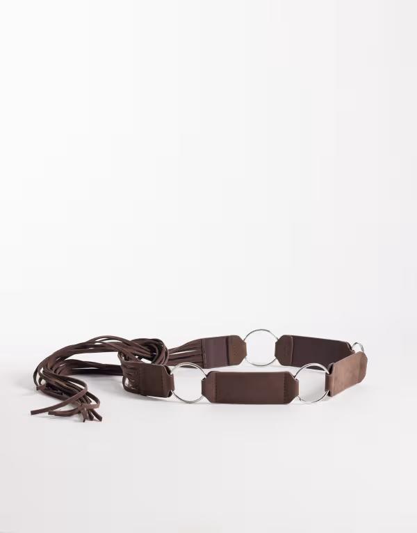 マイアクセサリーズ レディース ベルト スエード My Accessories faux suede ring tie around belt BROWN ブラウン