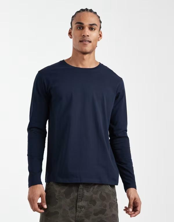 ジャック アンド ジョーンズ メンズ トップス Tシャツ Jack & Jones long sleeve T-shirt Navy Blazer ネイビー