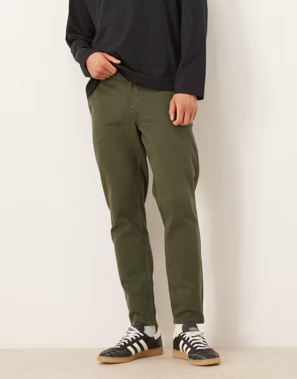 エイソス メンズ ボトムス カジュアルパンツ ASOS DESIGN tapered chino pants Khaki カーキ 15,385円