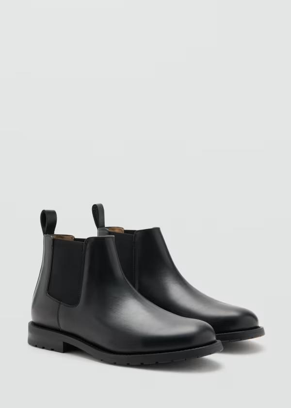 マンゴ メンズ シューズ ブーツ・レインブーツ チェルシーブーツ チェルシー なめし革 Mango 100% leather Chelsea boots Black 黒いこと