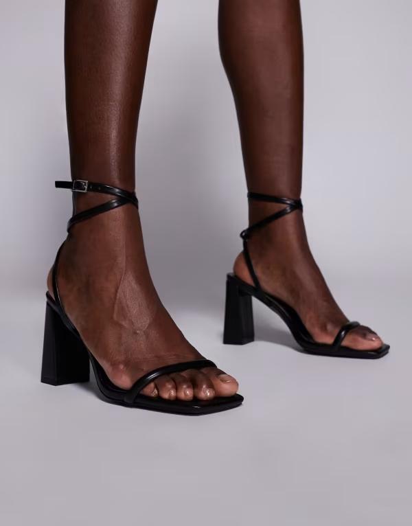 シミ レディース シューズ サンダル ヒール SIMMI ShoesIMMI London Citra block heel sandals BLACK PU ブラック|ReVida 店