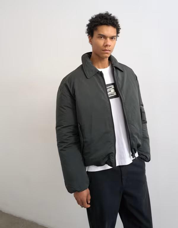 トップマン メンズ アウター ジャケット・ブルゾン Topman collared puffer jacket Black ブラック