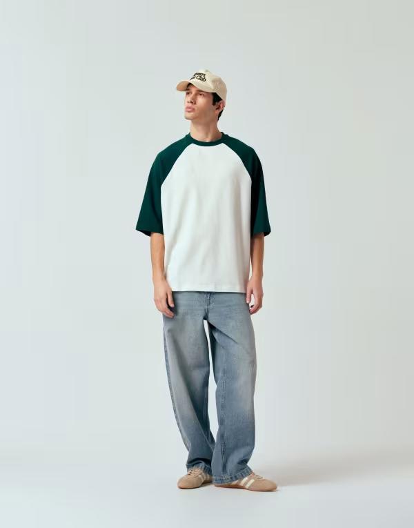 エイソス メンズ トップス Tシャツ ASOS DESIGN oversized raglan t-shirt in cream boucl Coconut milk クリーム