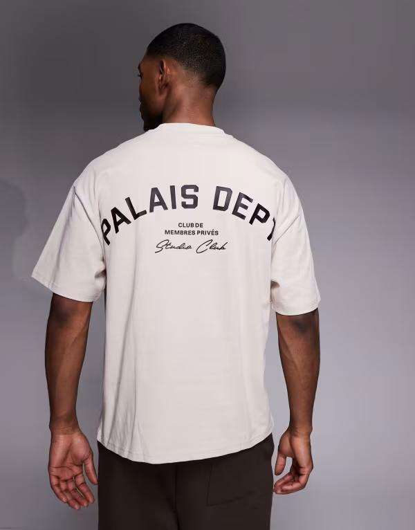 リバーアイランド メンズ トップス Tシャツ グラフィック River Island oversized t-shirt with palais dept. graphics in light stone ストーン