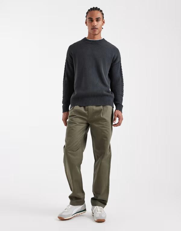 エイソス メンズ ボトムス カジュアルパンツ ストレート ASOS DESIGN straight leg pants with pleats green - part of a set Khaki カーキ