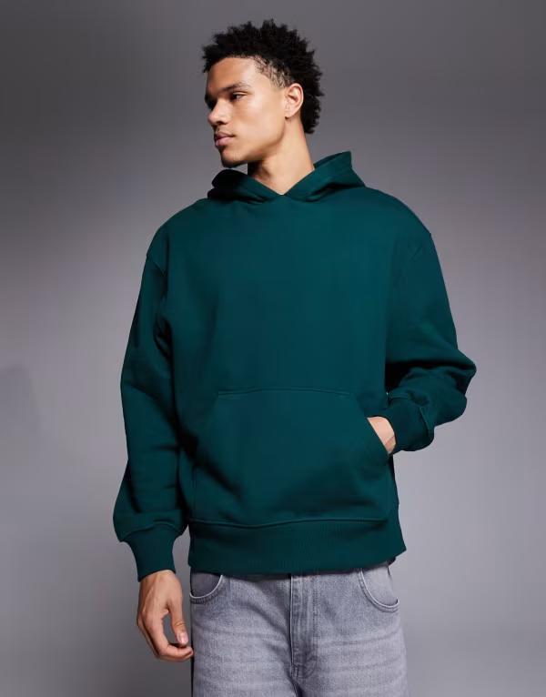エイソス メンズ アウター パーカー・スウェット ASOS DESIGN premium heavyweight oversized hoodie 400gsm in dark Sea moss グリーン