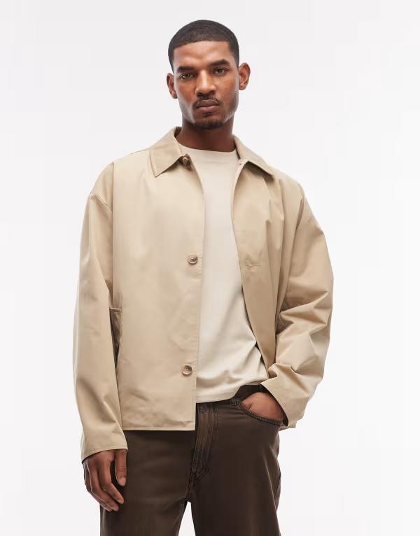 エイソス メンズ アウター ジャケット・ブルゾン ASOS DESIGN stormMAX wateresistant harrington jacket in stone ストーン