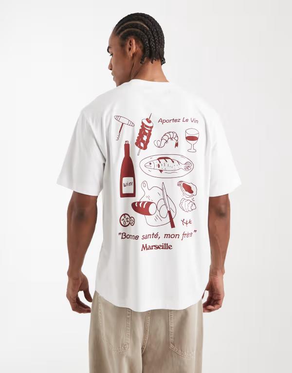 エイソス メンズ トップス ティーシャツ 刷り上げる ASOS DESIGN relaxed t-shirt with back print WHITE 白いこと Tシャツ・カットソー-メンズファッション