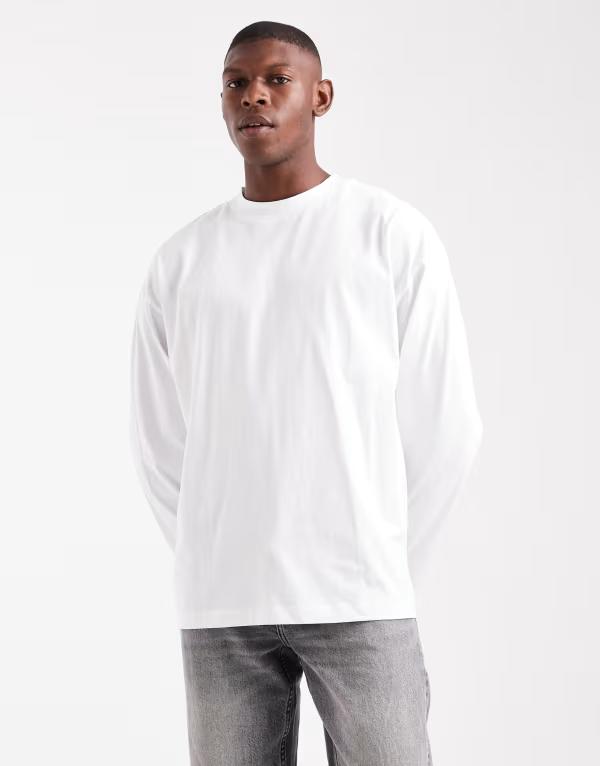 エイソス メンズ トップス Tシャツ ASOS DESIGN essential oversized high T-shirt WHITE ホワイト