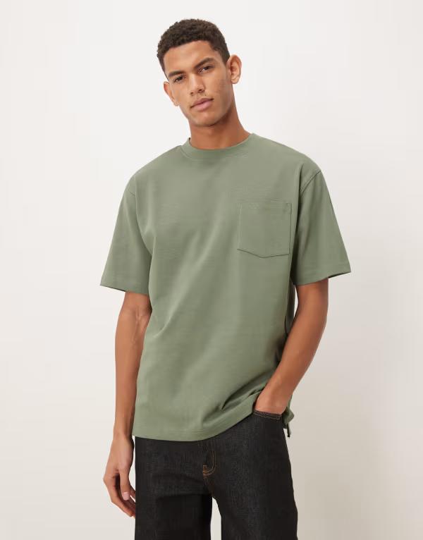 エイソス メンズ トップス Tシャツ ASOS DESIGN Circular Design Collection super heavyweight relaxed t-shirt Laurel Wreath グリーン