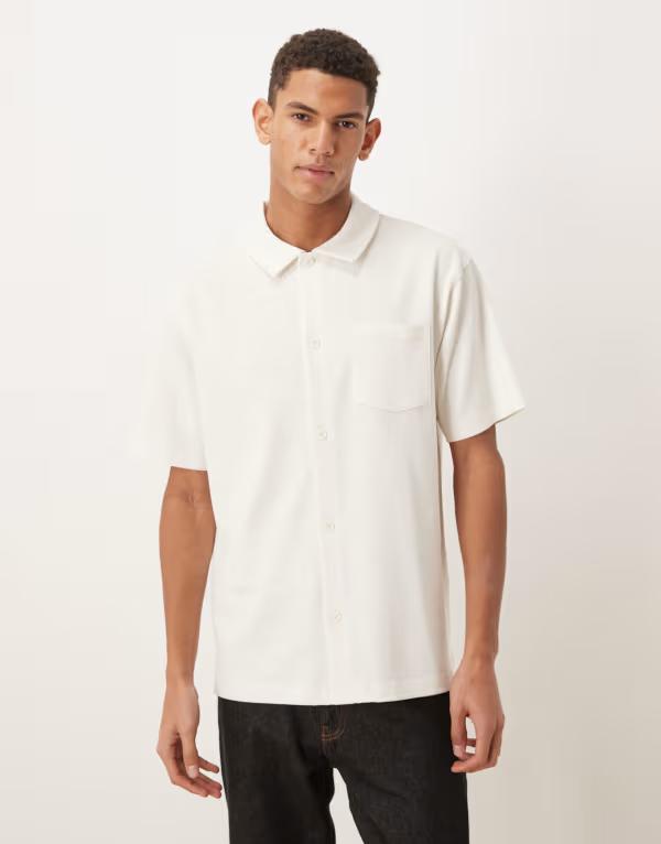 エイソス メンズ トップス ポロシャツ ASOS DESIGN Circular Design Collection super heavyweight relaxed polo shirt ineutral Greige