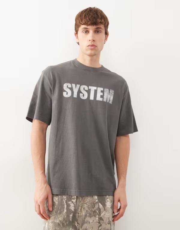 ウィークデイ メンズ トップス Tシャツ リラックスフィット グラフィック Weekday relaxed fit-shirt with system graphic Black graphic ブラック