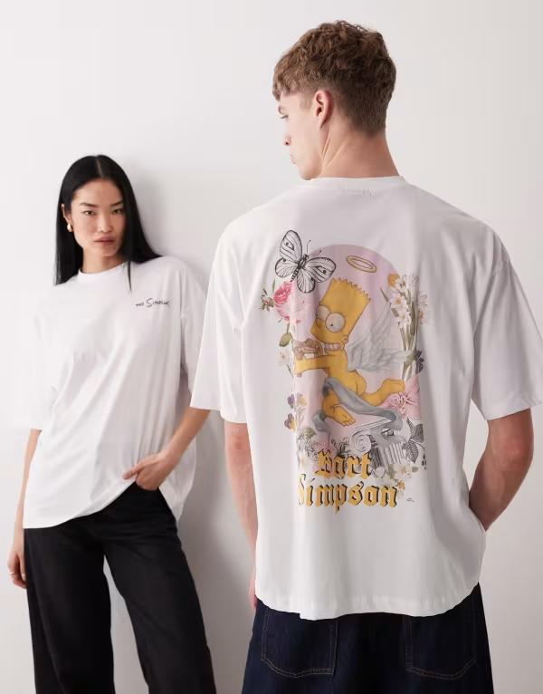 エイソス レディース トップス プルオーバー 刷り上げる ASOS DESIGN oversized T-shirt withe Simpsons print WHITE 白いこと