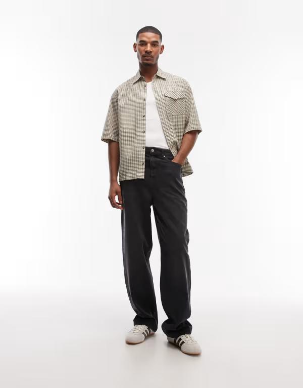 コルージョン メンズ ボトムス デニムパンツ トール ジーンズ COLLUSION Tall antift jeans in washed BLACK ブラック