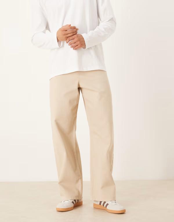 エイソス メンズ ボトムス デニムパンツ ジーンズ ASOS DESIGN baggy jeans in ecru エクリュ