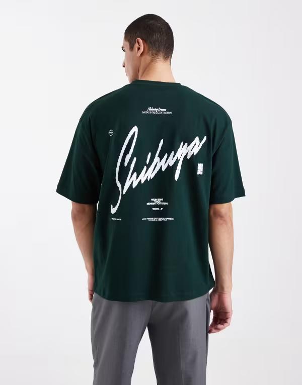 エイソス メンズ トップス Tシャツ グラフィック ASOS DESIGN oversized T-shirt with Shibuya graphic Scarab｜ReVida 店 9,225円
