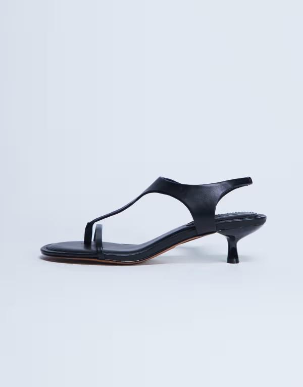 とっ始め販売店 レディース シューズ サンダル 踵 Topshop Amber toe thong mid heel sandals Black 黒いこと